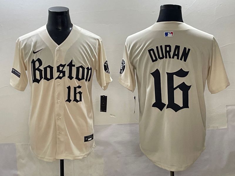 Men 2025 Boston Red Sox #16 Duran Cream Five generations Joint Name Nike MLB Jersey style 12